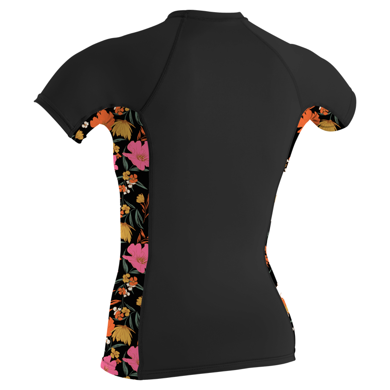 O'Neill Women's Side Print SS Rash Guard - Black/Bluemchen-1