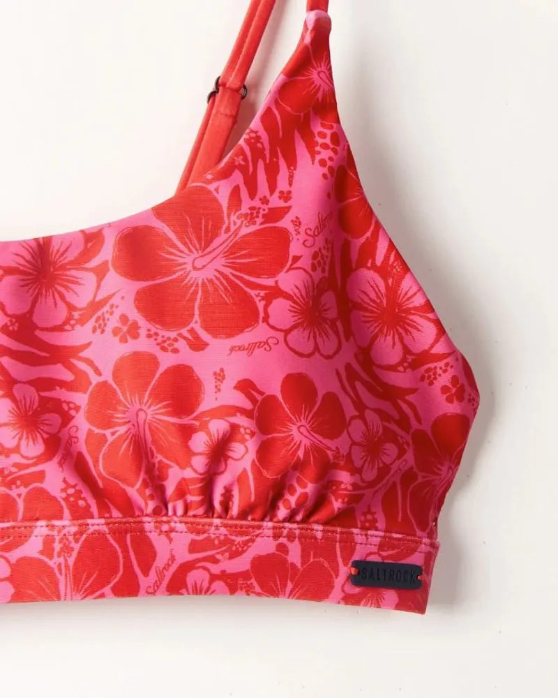 Saltrock Women's Cleo Caeley Hibiscus Bikini - Pink/Red Large and XL-3