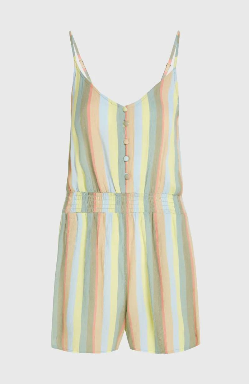 O'Neill Women's Thin Strap Buttoned Romper - Multi Must Haves Stripe