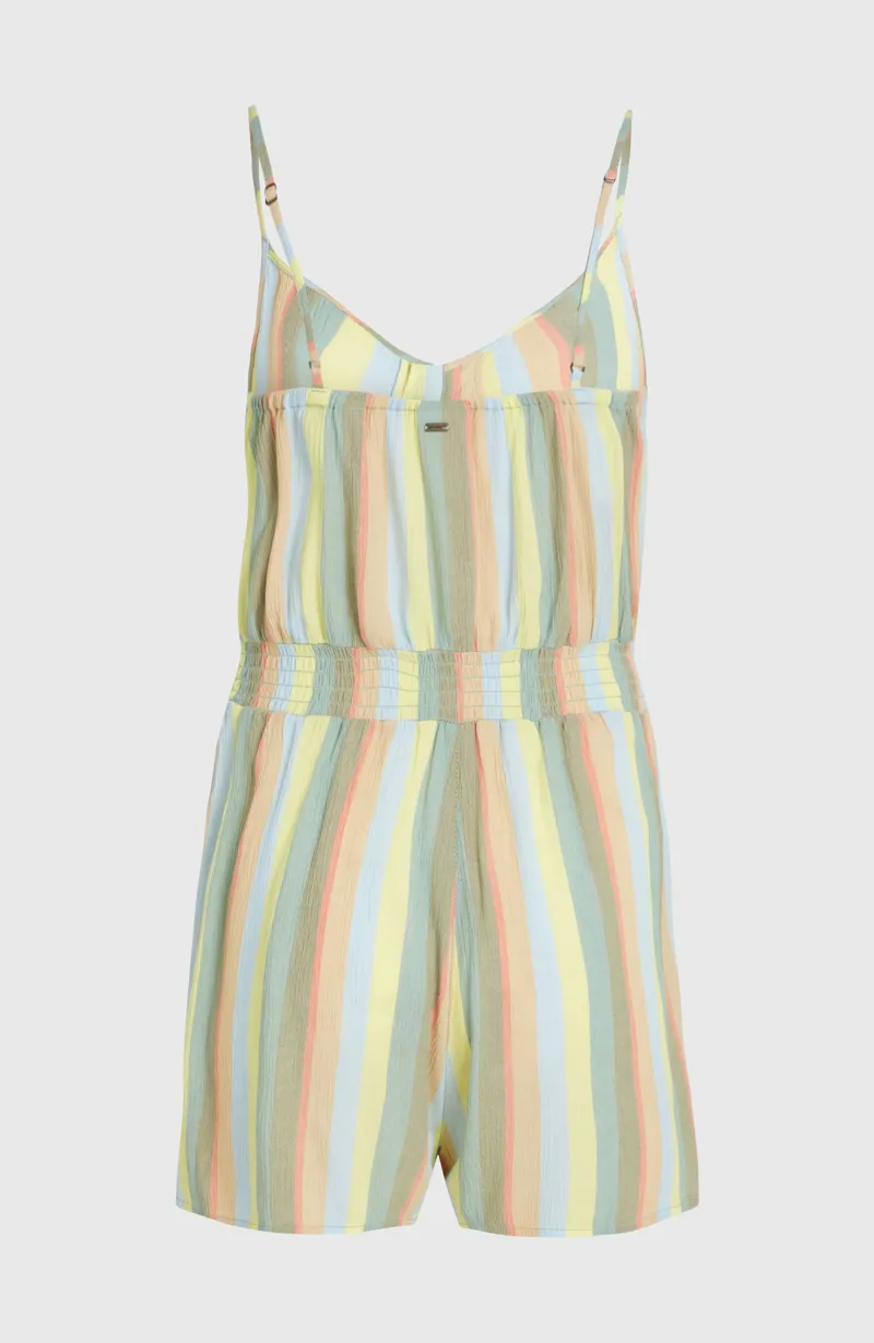 O'Neill Women's Thin Strap Buttoned Romper - Multi Must Haves Stripe-1
