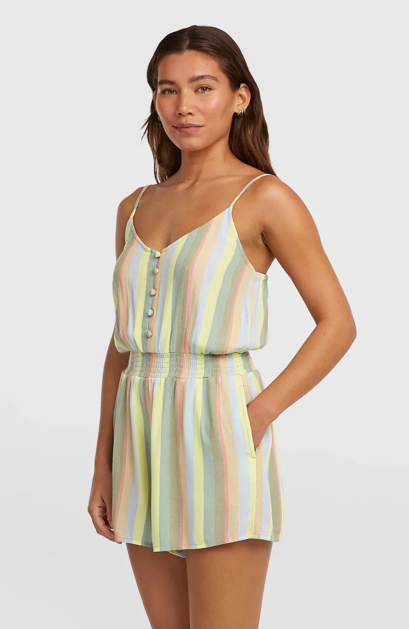 O'Neill Women's Thin Strap Buttoned Romper - Multi Must Haves Stripe-4