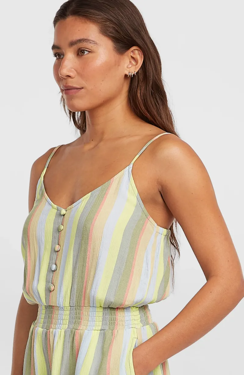 O'Neill Women's Thin Strap Buttoned Romper - Multi Must Haves Stripe-5