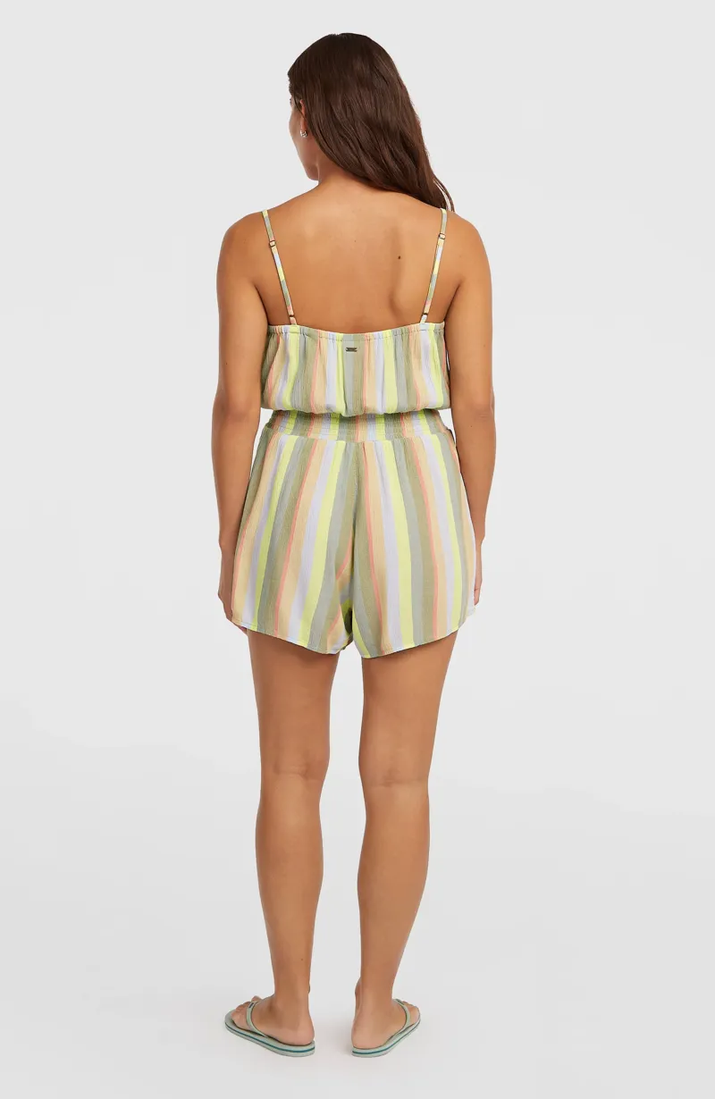 O'Neill Women's Thin Strap Buttoned Romper - Multi Must Haves Stripe-6