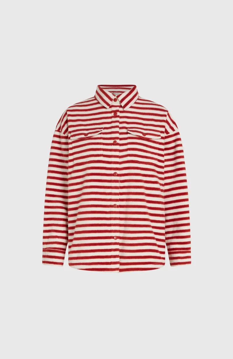 O'Neill Women's O'Riginals Superfleece Shirt - White/Red Originals Stripe