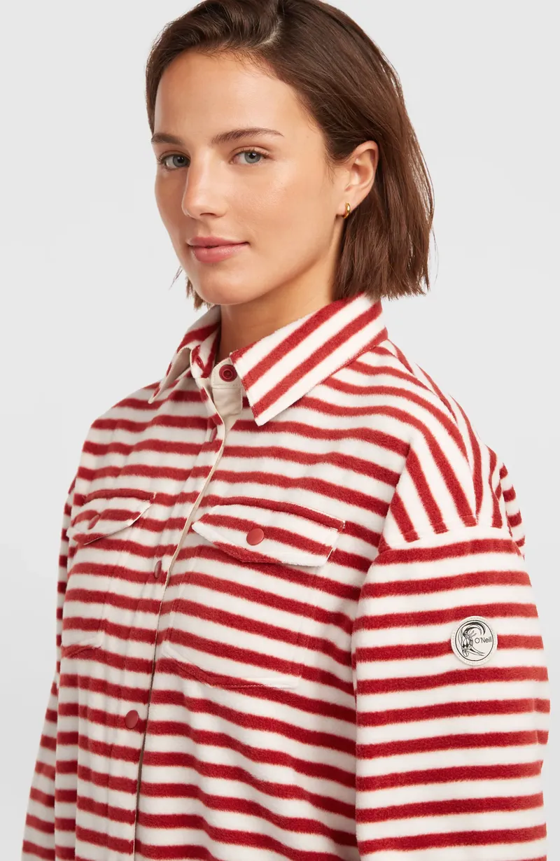 O'Neill Women's O'Riginals Superfleece Shirt - White/Red Originals Stripe-3
