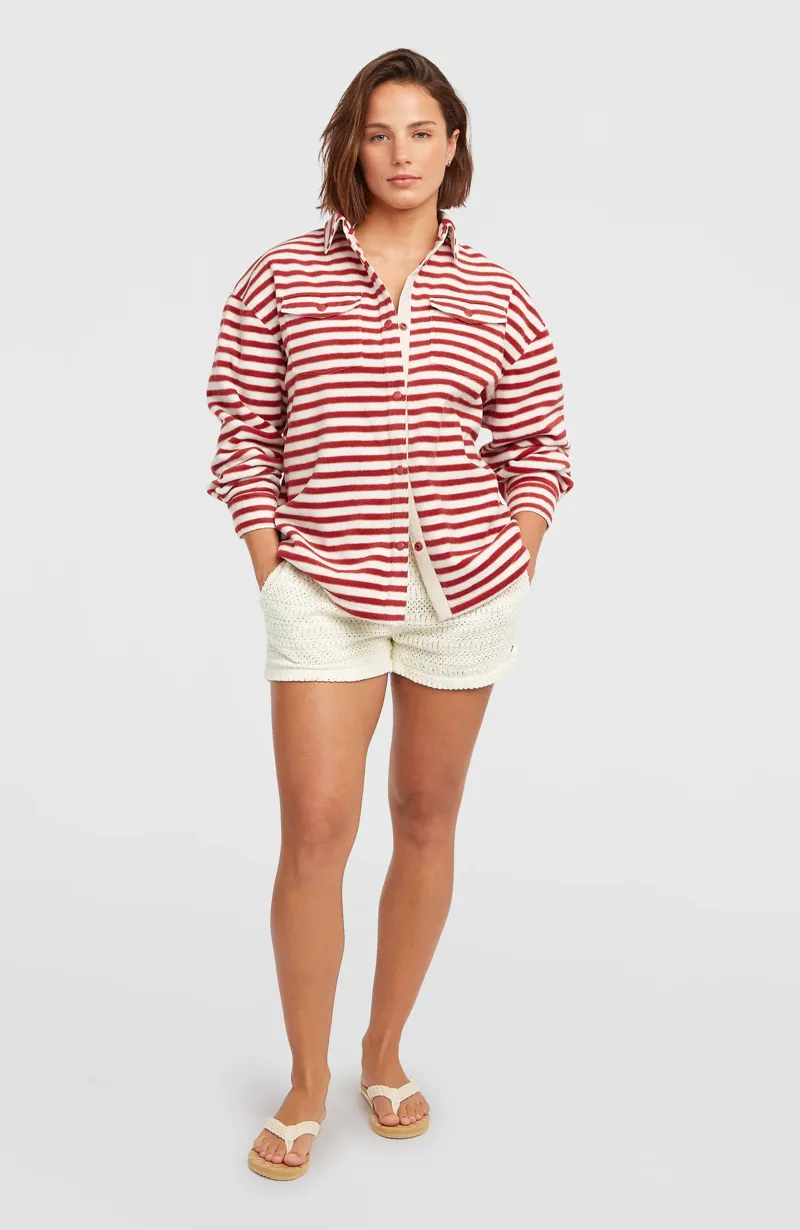 O'Neill Women's O'Riginals Superfleece Shirt - White/Red Originals Stripe-6