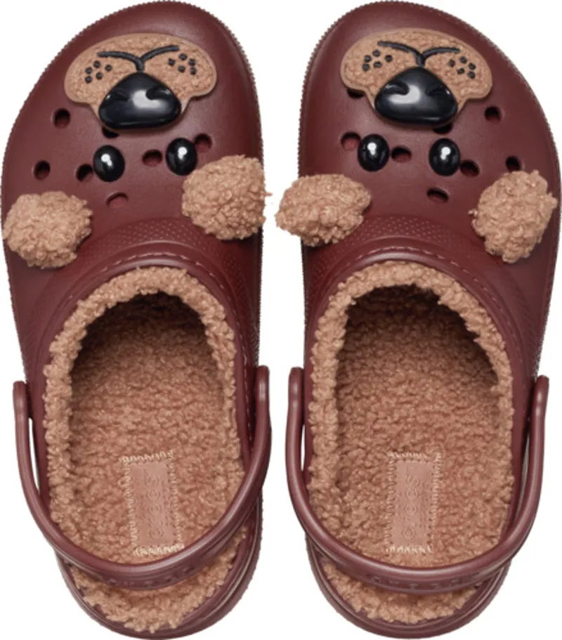 Crocs Toddler Classic Lined I AM Brown Bear Clog - Dark Clay-1