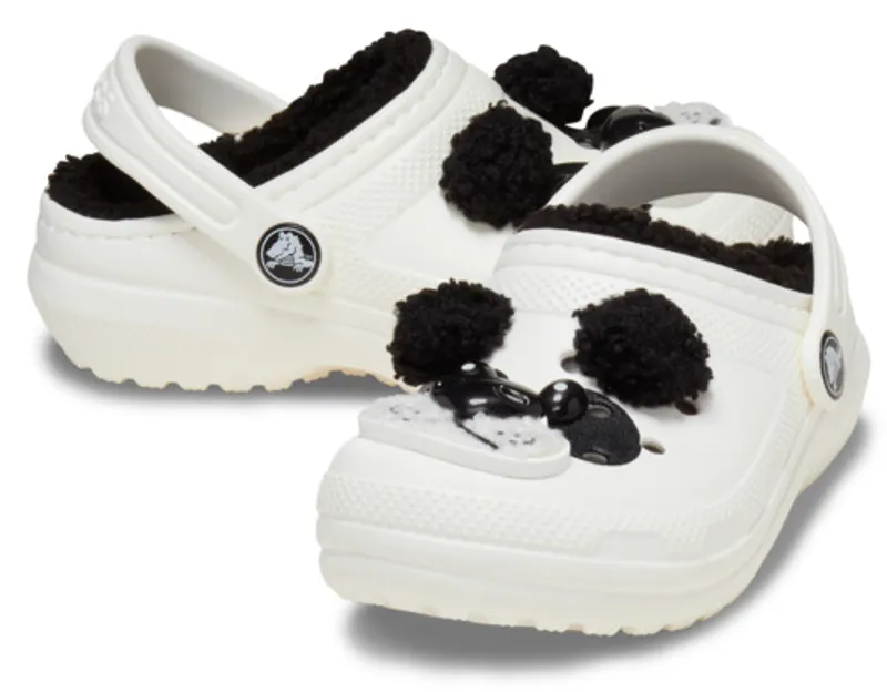 Crocs Toddler Classic Lined I AM Panda Bear Clog - Chalk/Black