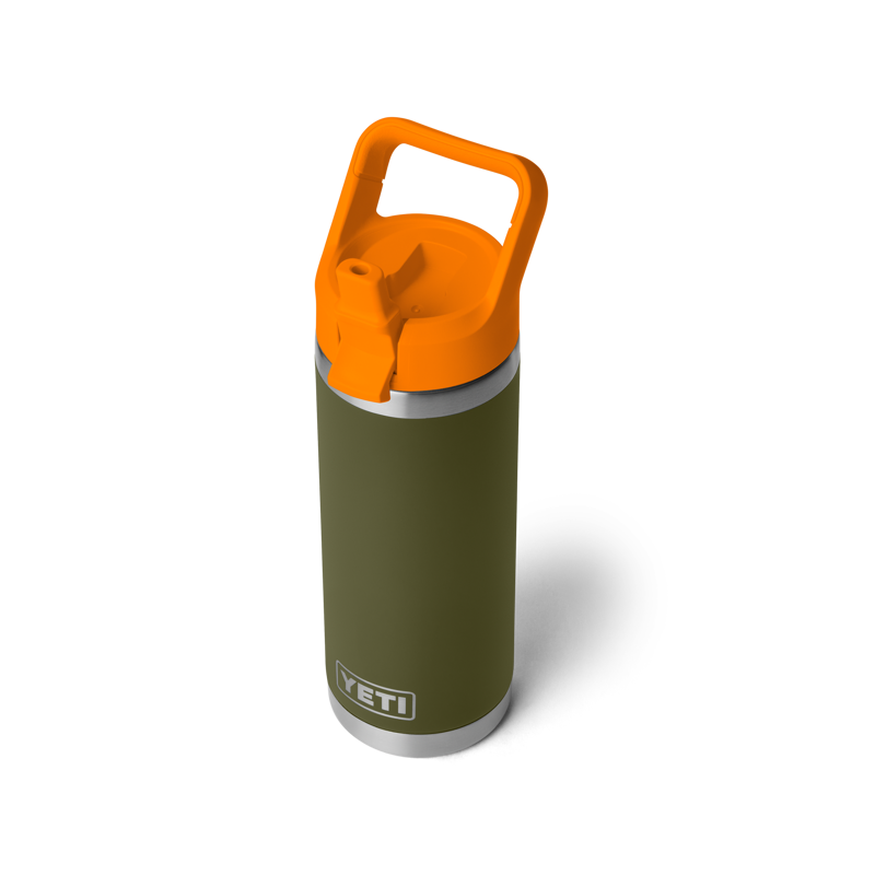 Yeti Rambler 18oz Colour Straw Bottle - Olive/King Crab Orange-1