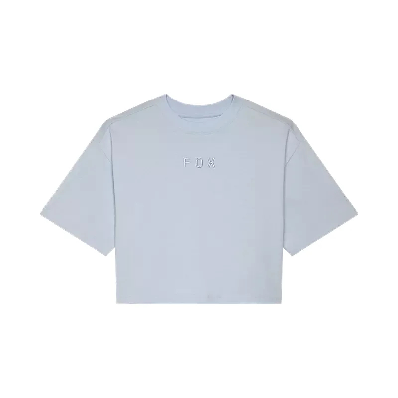 Fox Women's Wordmark Oversize Crop Tee - Pale Blue