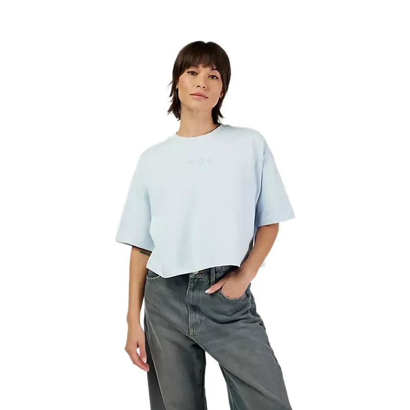 Fox Women's Wordmark Oversize Crop Tee - Pale Blue-2