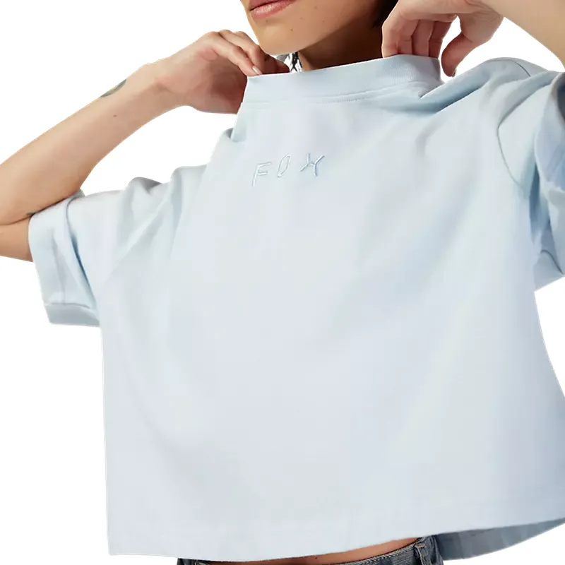 Fox Women's Wordmark Oversize Crop Tee - Pale Blue-4