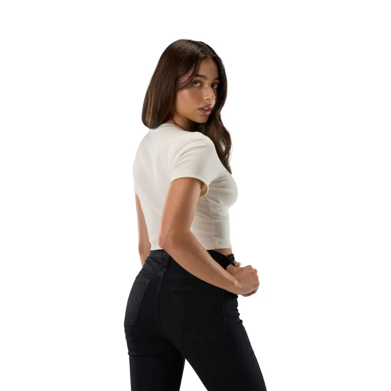 Fox Women's Fox Head Rib Baby Tee - Off White-3