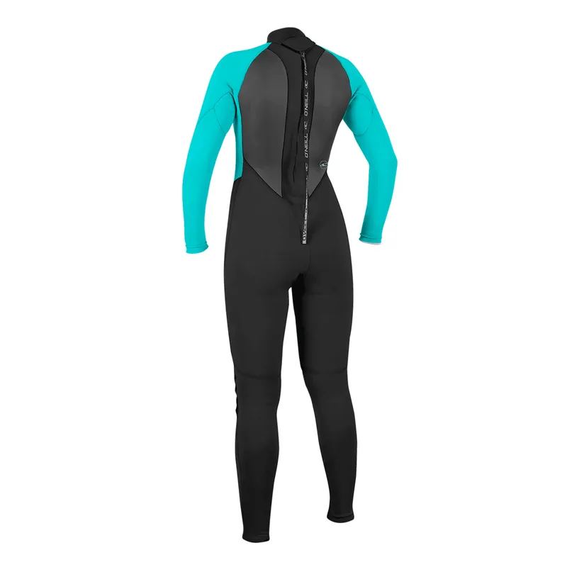 O'Neill Women's Reactor-2 3/2 Back Zip Full Wetsuit Black/Light Aqua-1