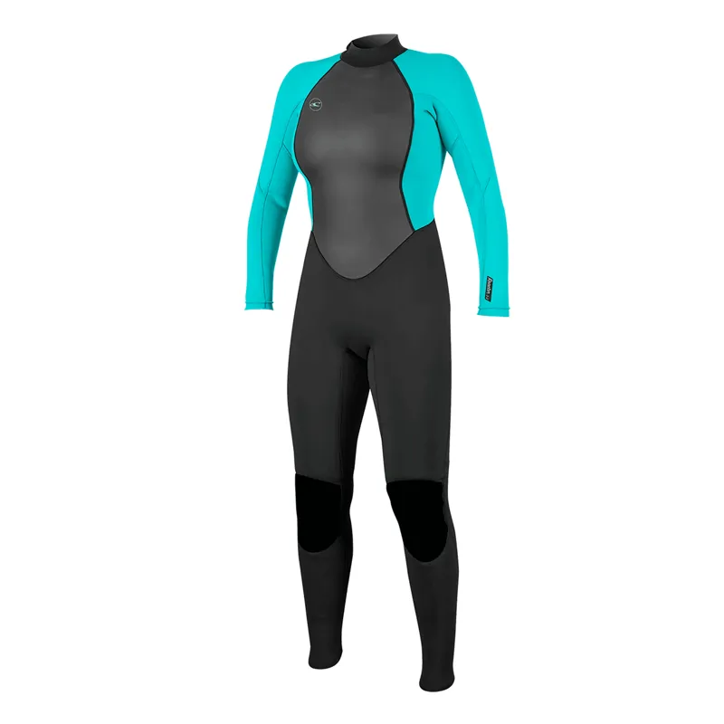 O'Neill Women's Reactor-2 3/2 Back Zip Full Wetsuit Black/Light Aqua