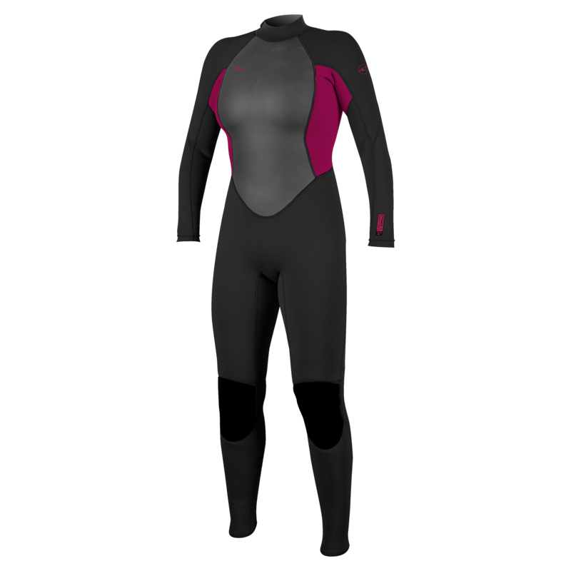 O'Neill Women's Reactor-2B 3/2 Back Zip Full Wetsuit Black/Punk Pink