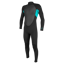 O'Neill Youth Reactor-2B 3/2 Back Zip Full Wetsuit Black/Light Aqua