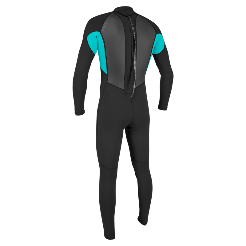 O'Neill Youth Reactor-2B 3/2 Back Zip Full Wetsuit Black/Light Aqua-1