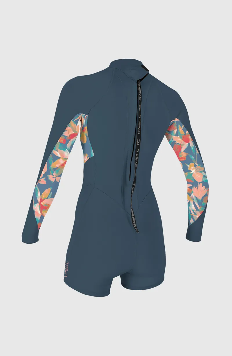 Oneill Women's Bahia 2/1 Back Zip LS Spring - Copen Blue/Painted Tropics/Copen Blue-1