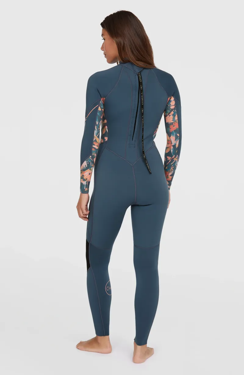 Oneill Women's Bahia 3/2 Back Zip Full Length - Copen Blue/Painted Tropics/Painted Tropics-2