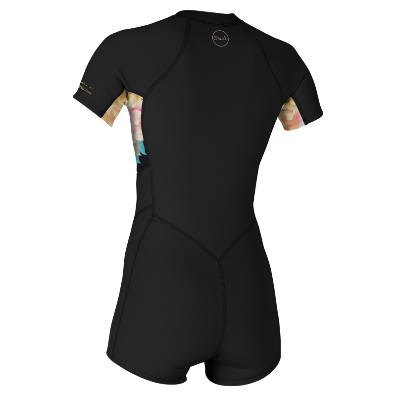 O'Neill Women's Bahia 2/1 Front Zip SS Spring - Black/Mikah Floral/Black-1