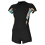 O'Neill Women's Bahia 2/1 Front Zip SS Spring - Black/Mikah Floral/Black