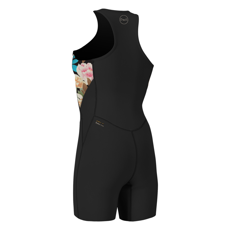 O'Neill Women's Bahia 1.5mm Front Zip Shorty - Black/Mikah Floral-1
