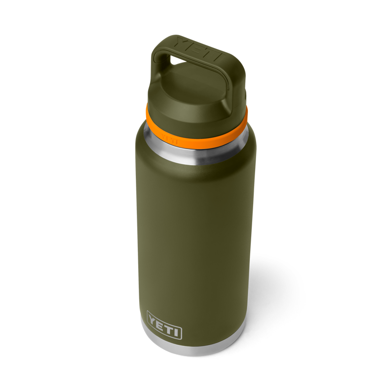 Yeti Rambler 36oz Chug Bottle - Olive/King Crab Orange