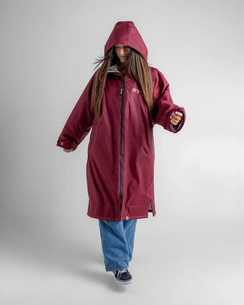 Dryrobe Long Sleeve Burgundy/Silver Grey-4