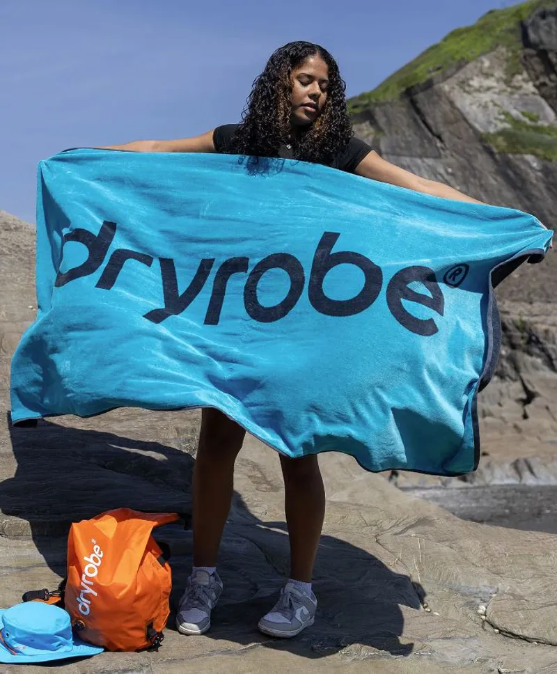 Dryrobe Organic Beach Towel - Blue/Charcoal Grey-2