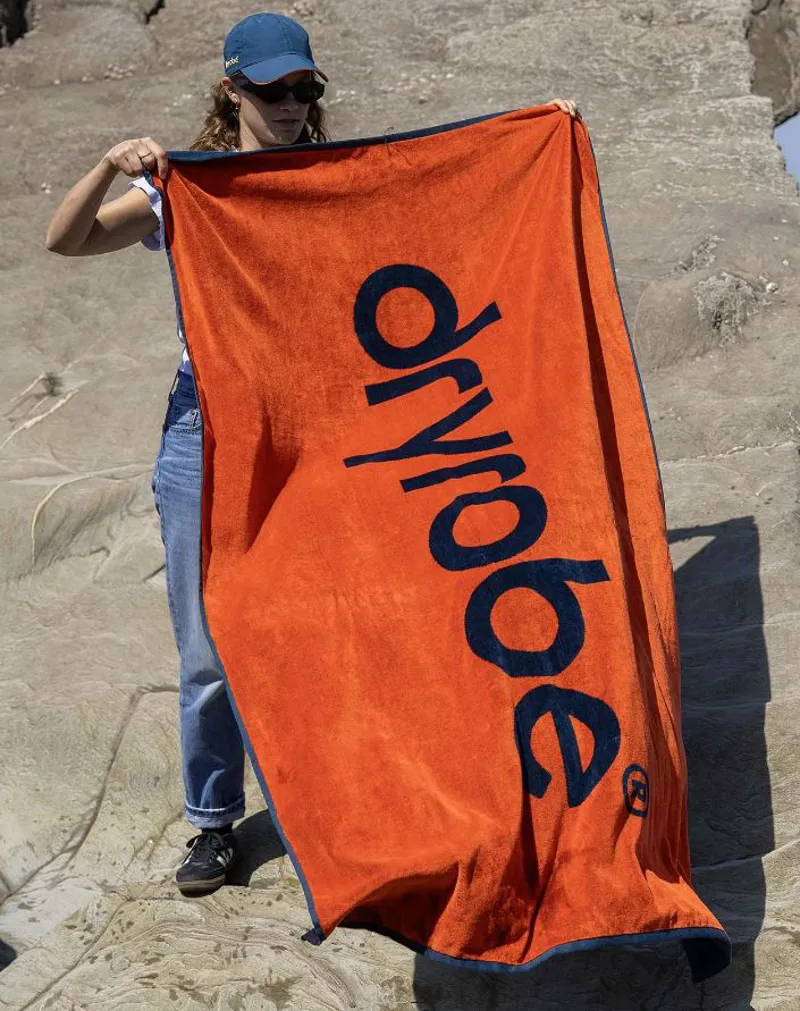 Dryrobe Organic Beach Towel - Orange/Deep Sea Blue-2