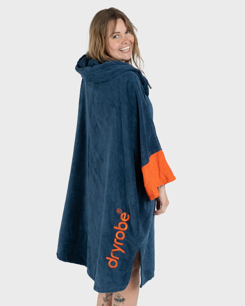 Dryrobe Full Zip Organic Towel Robe - Deep Sea Blue-2