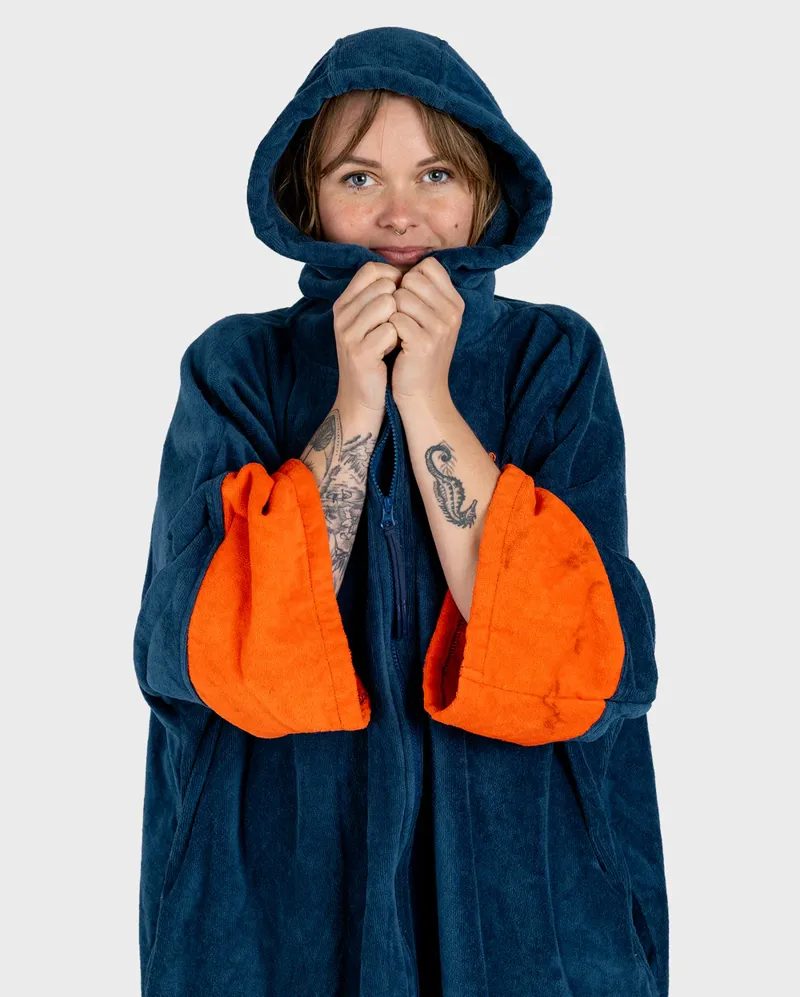 Dryrobe Full Zip Organic Towel Robe - Deep Sea Blue-1