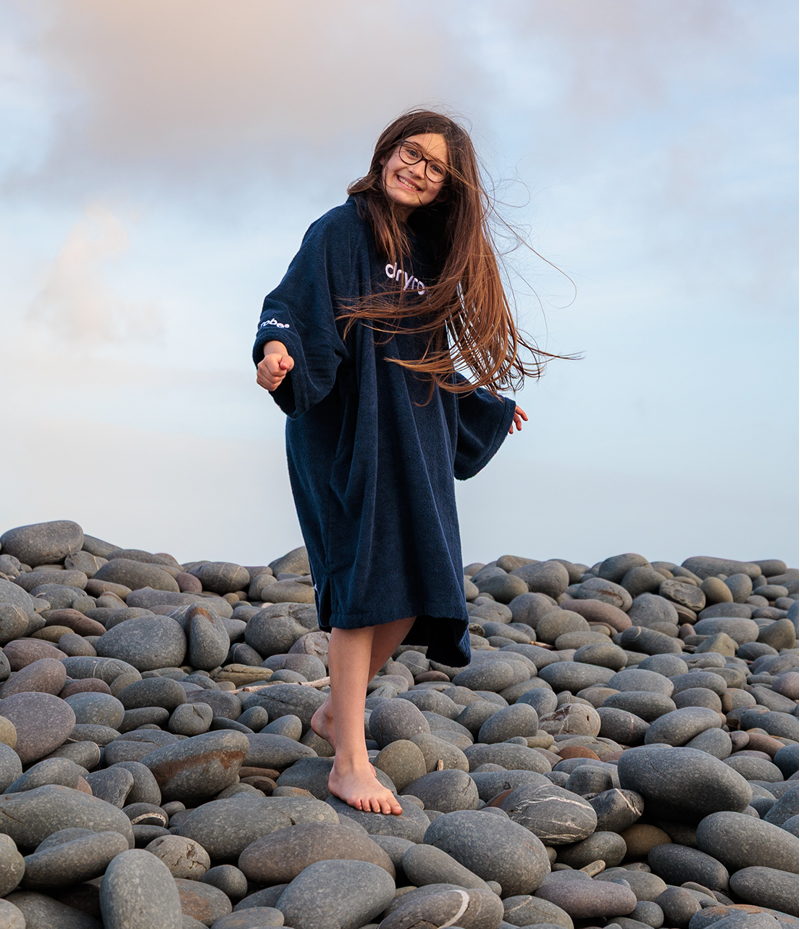 Dryrobe Kids Organic Cotton Towel Robe - Navy-2