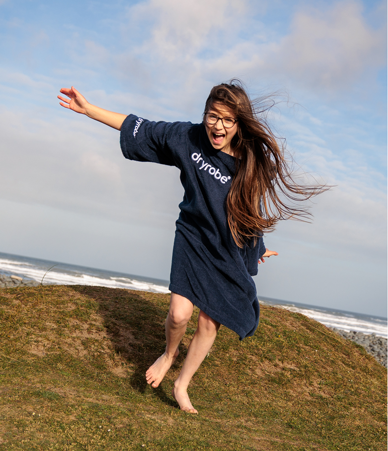 Dryrobe Kids Organic Cotton Towel Robe - Navy-3