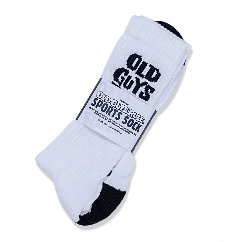 Old Guys Rule Stacked Logo Sports Socks - White