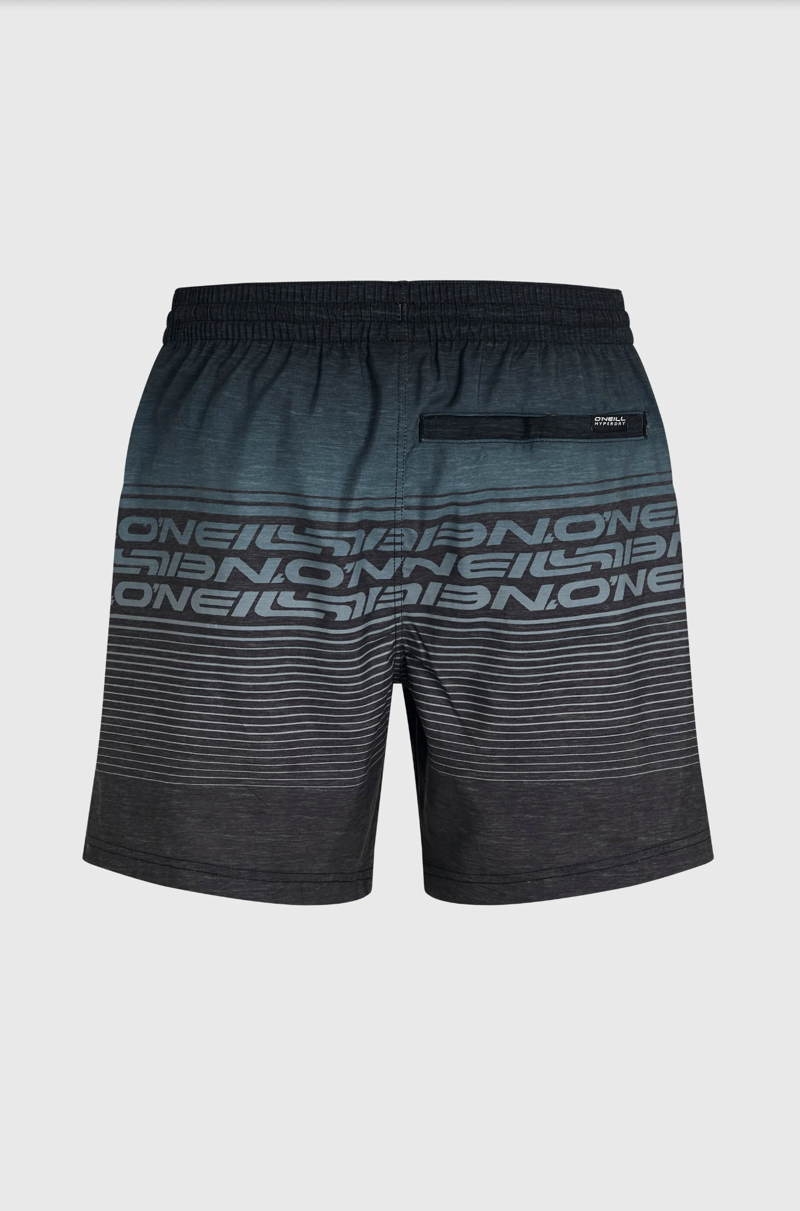 O'Neill Men's Logo Stripe 16 Swimshorts - Black Out Heritage Stripe-1