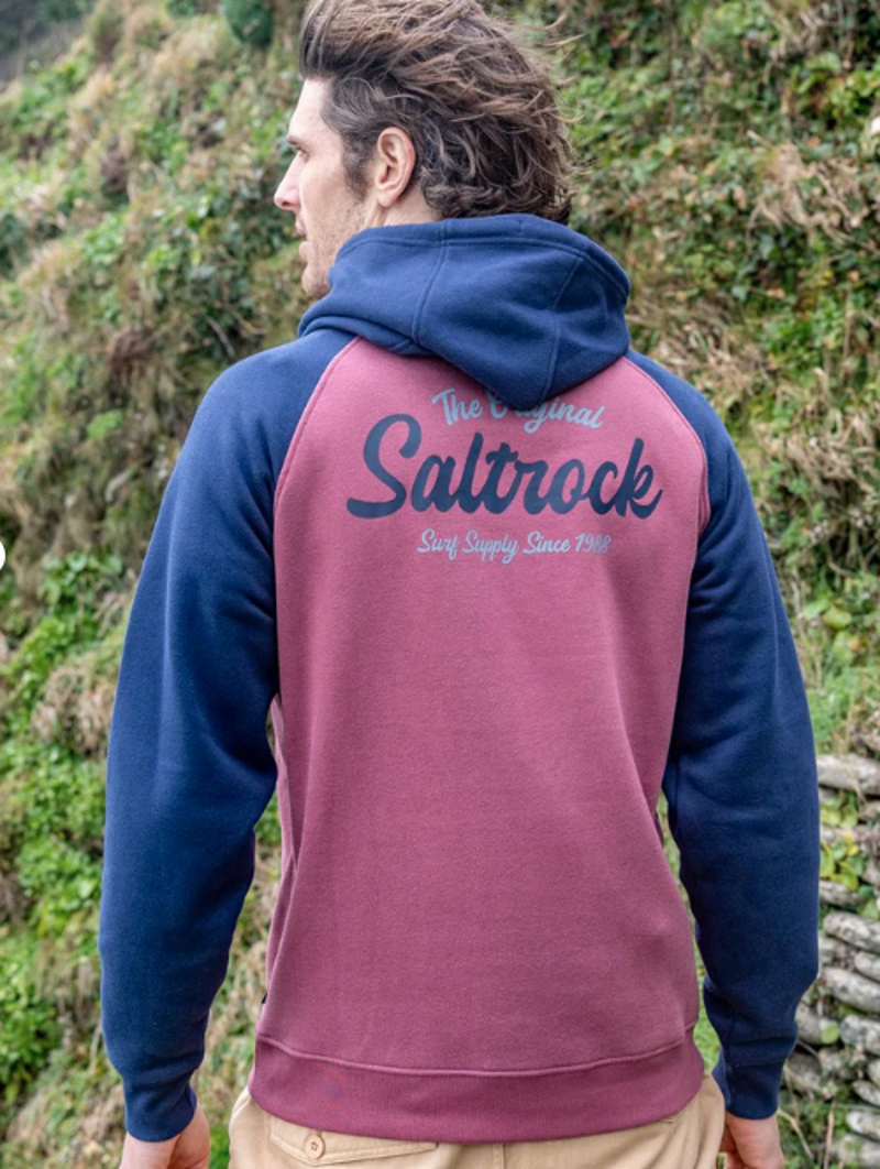 Saltrock Men's Postcard Script Hoodie - Dark Pink-3