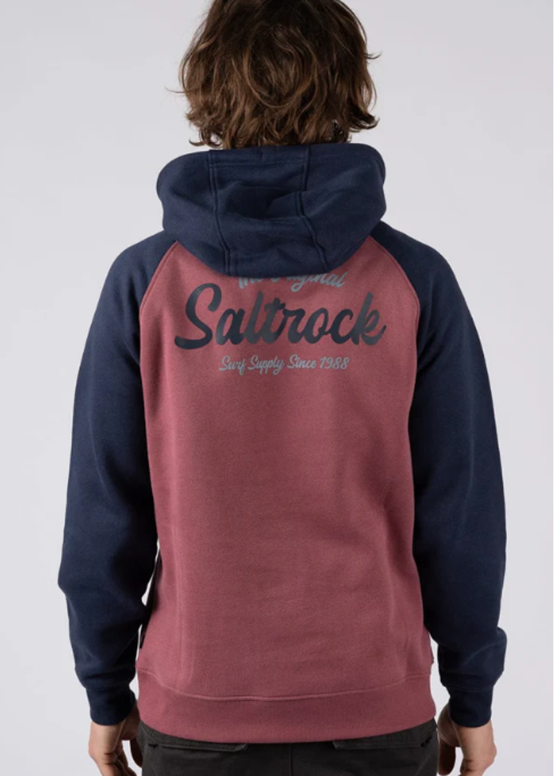 Saltrock Men's Postcard Script Hoodie - Dark Pink-4