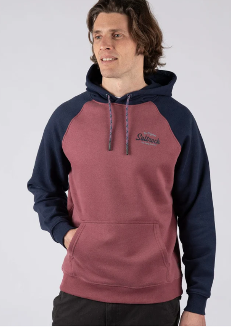Saltrock Men's Postcard Script Hoodie - Dark Pink-5
