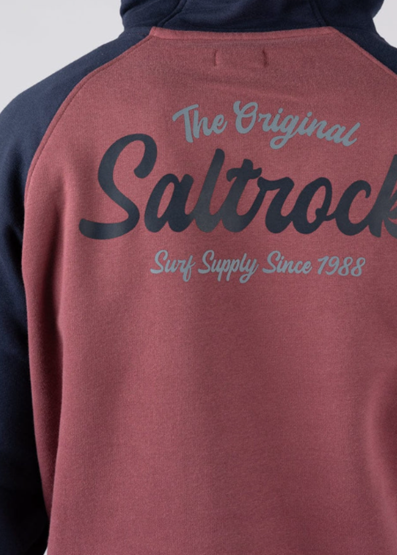 Saltrock Men's Postcard Script Hoodie - Dark Pink-6