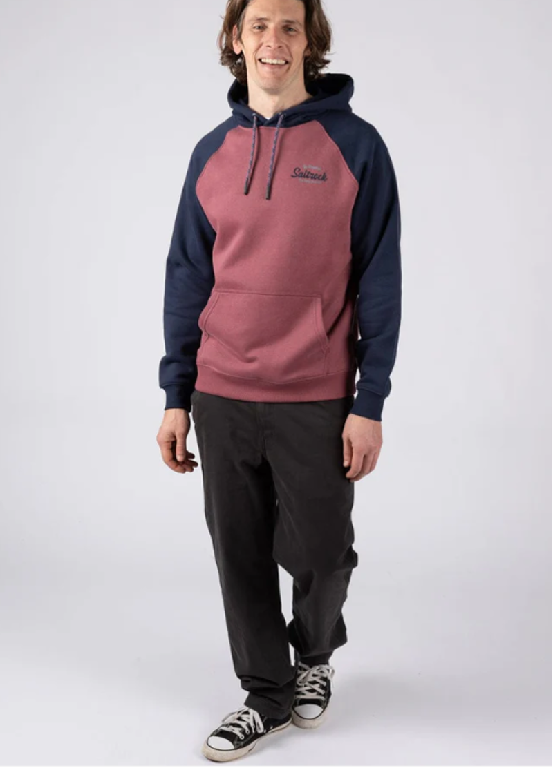 Saltrock Men's Postcard Script Hoodie - Dark Pink-7