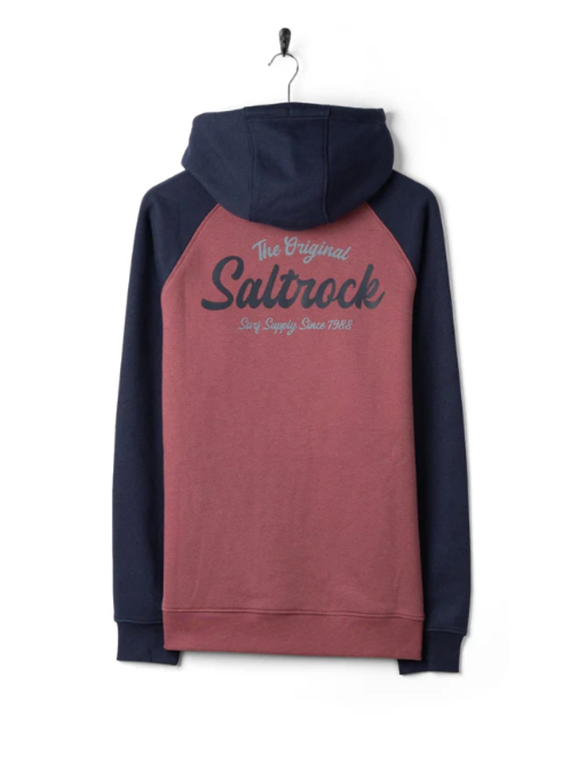 Saltrock Men's Postcard Script Hoodie - Dark Pink