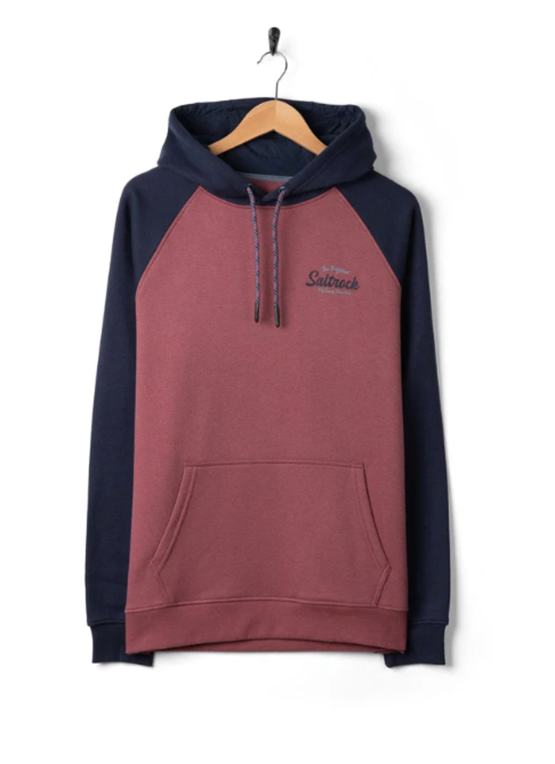 Saltrock Men's Postcard Script Hoodie - Dark Pink-1