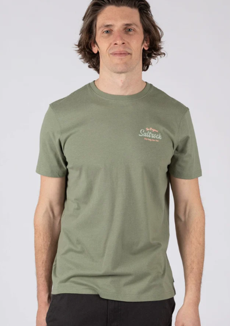 Saltrock Men's Postcard Script SS Tee - Light Green-3