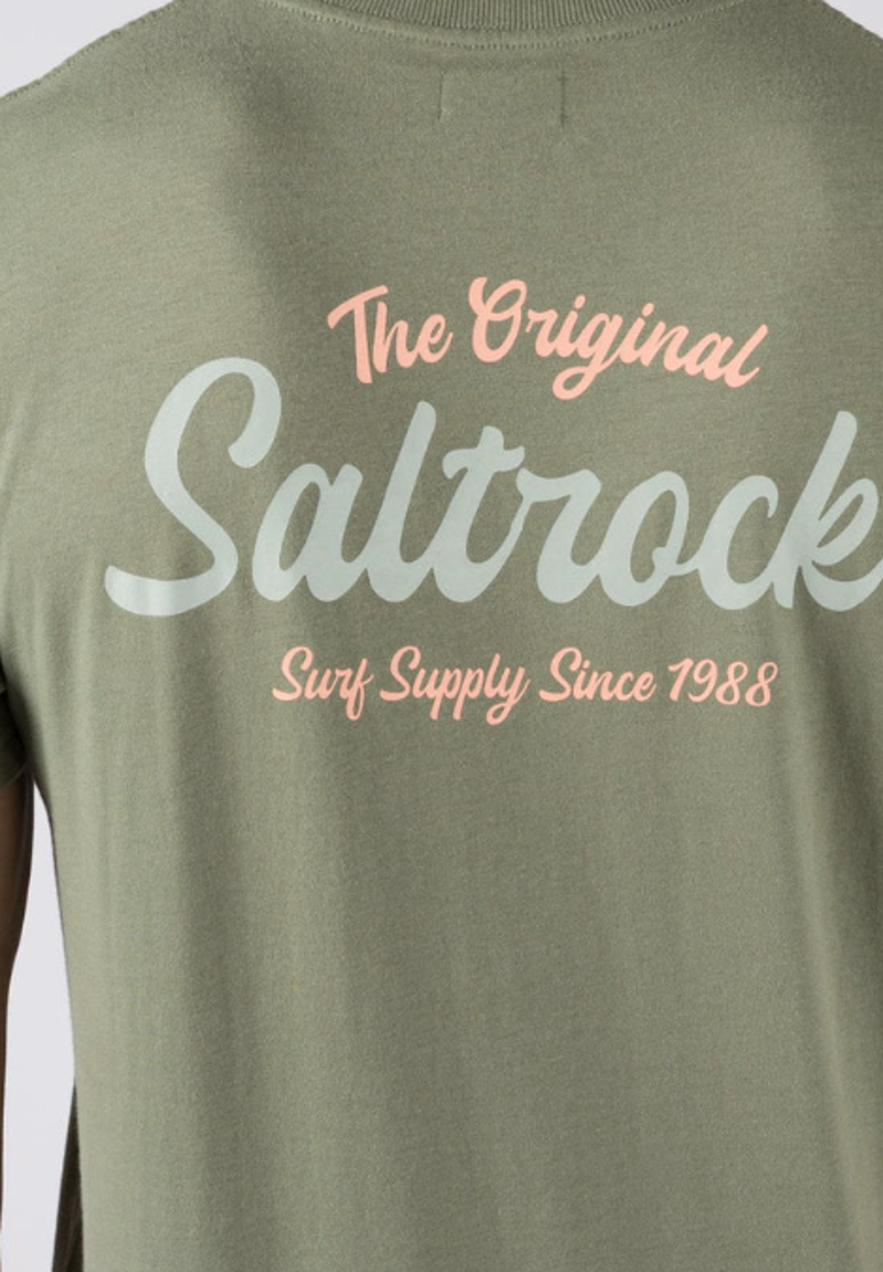Saltrock Men's Postcard Script SS Tee - Light Green-4