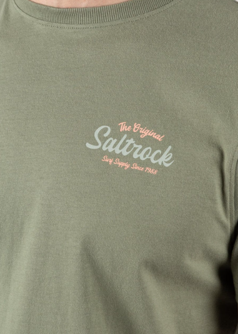 Saltrock Men's Postcard Script SS Tee - Light Green-5
