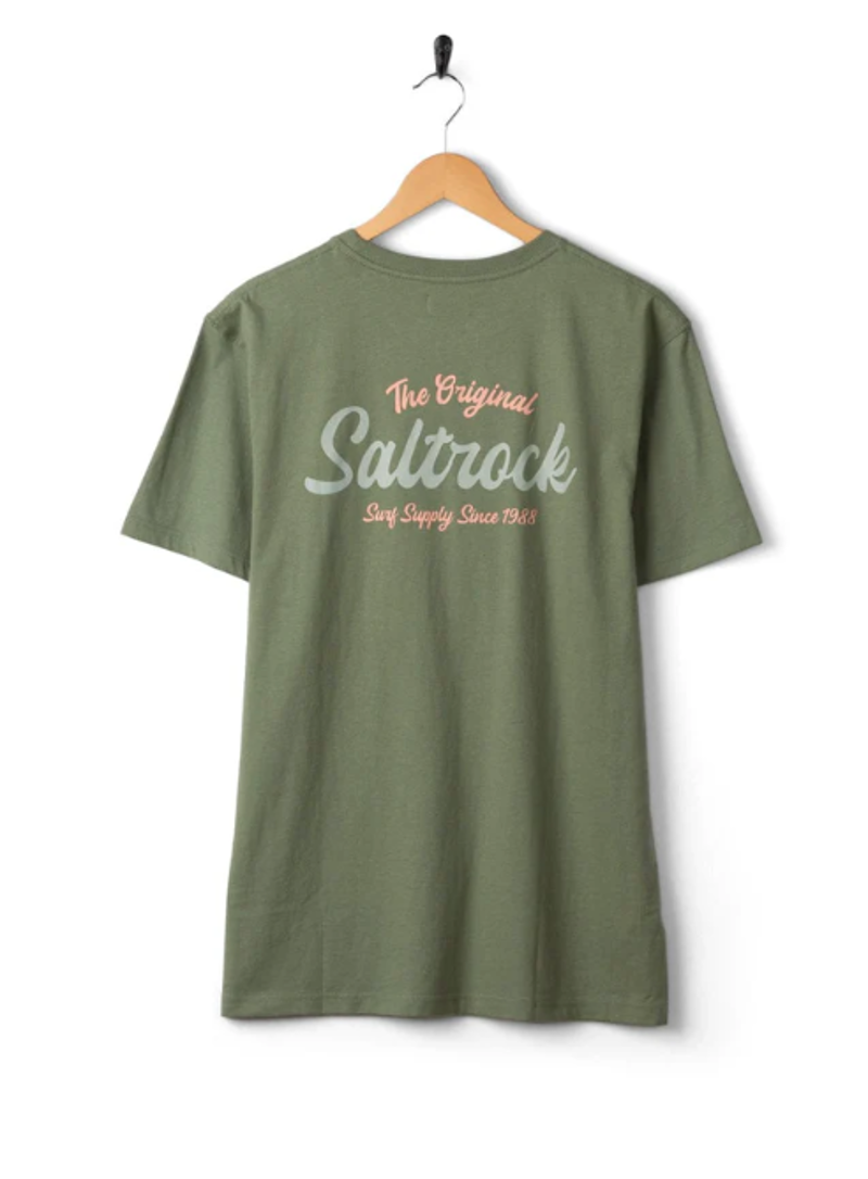 Saltrock Men's Postcard Script SS Tee - Light Green