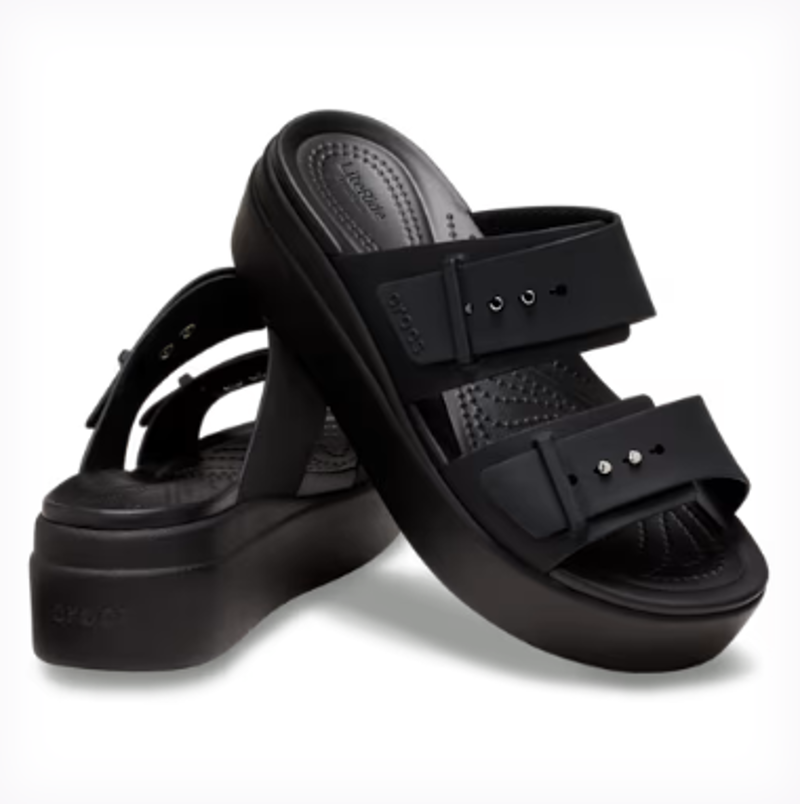 Crocs Brooklyn Buckle Low Wedge - Black-1