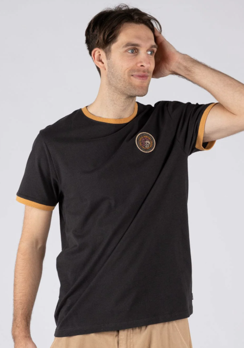 Saltrock Men's Trail Badge Ringer SS Tee - Dark Grey-2